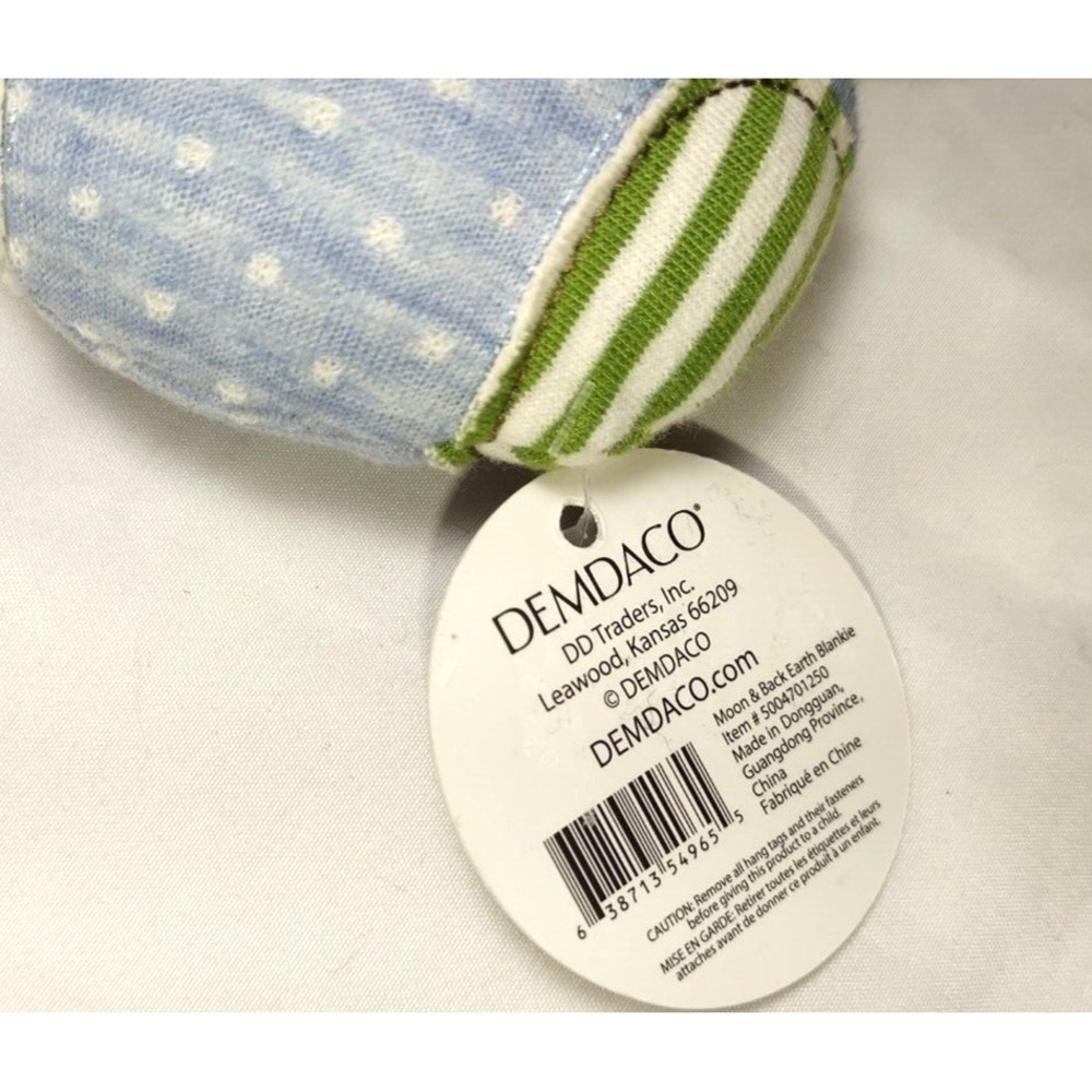 Demdaco Baby Take On The World Security Blanket Lovey Rattle Earth Moon & Back - Picture 4 of 4